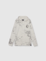%Pto% T-shirt com capuz Tie&dye melange claro vista frontal