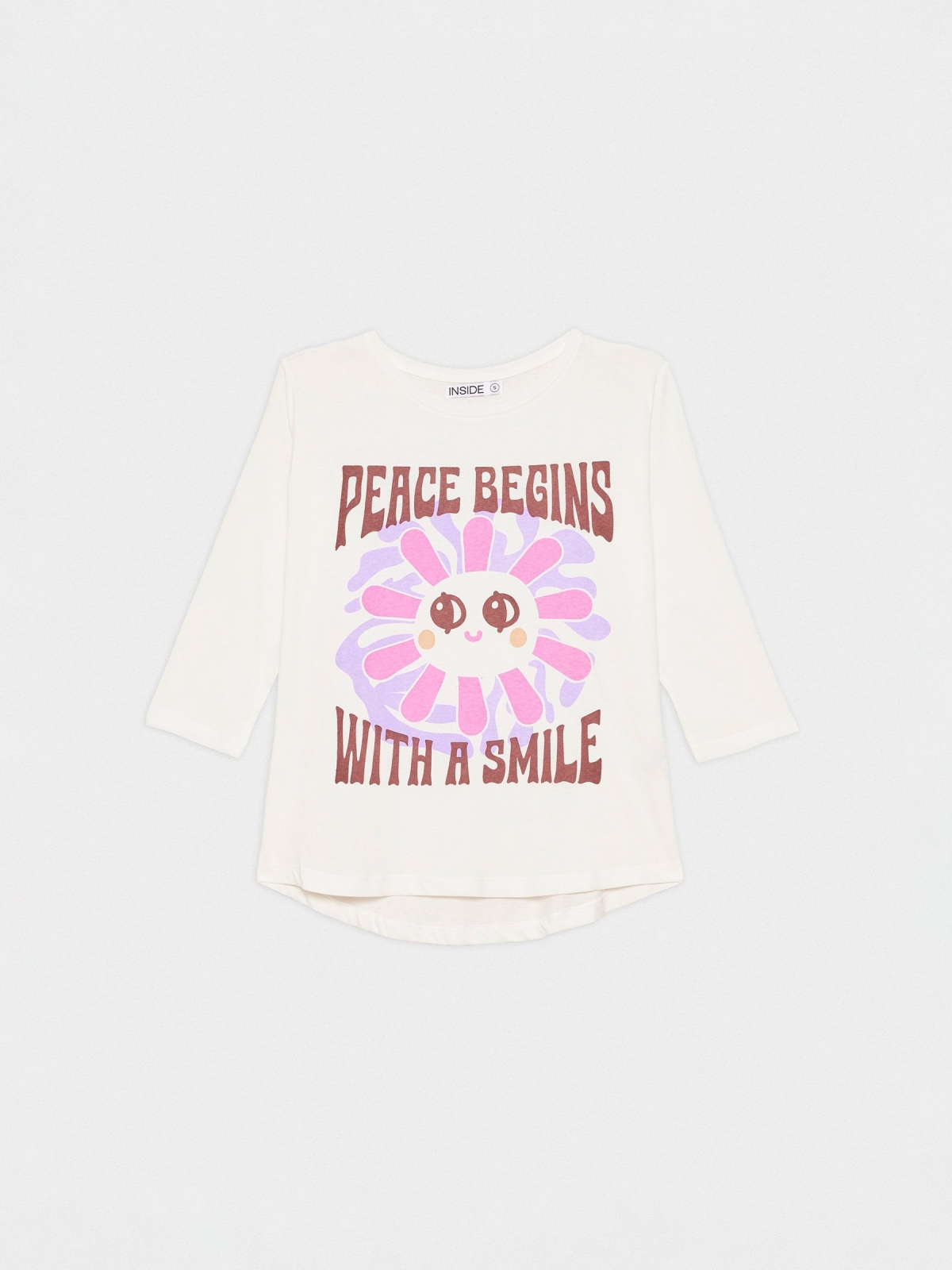 Camiseta Peace Begins blanco roto vista detalle