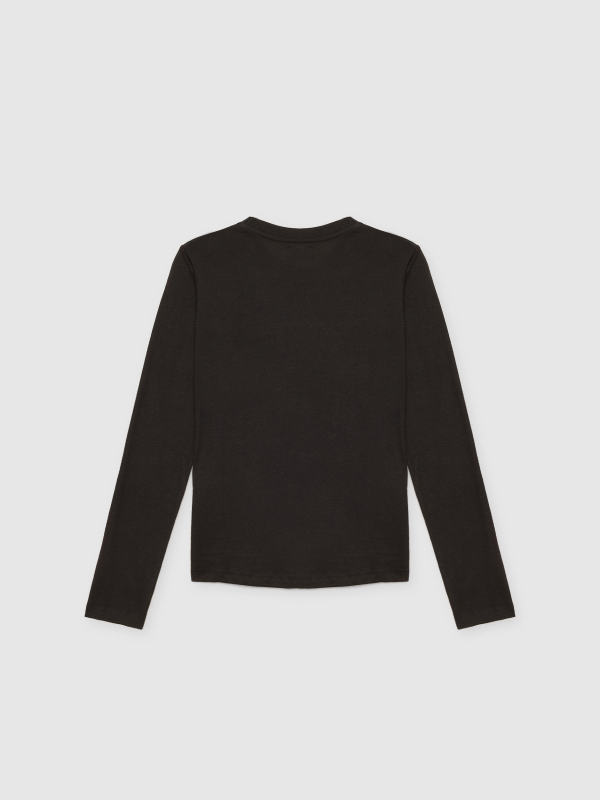Long sleeve black graphic t-shirt black back view