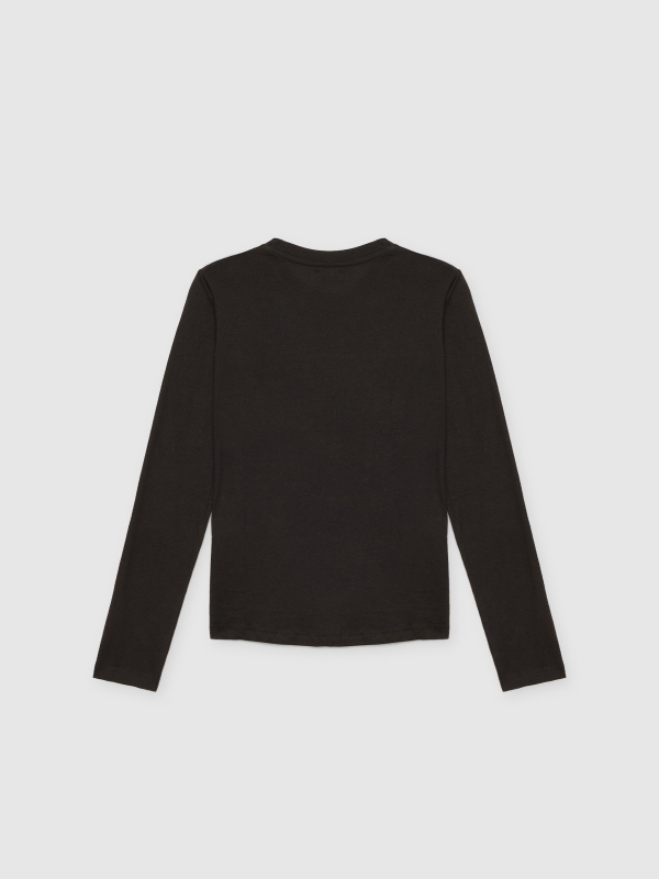 Camiseta manga larga negra gráfico negro vista trasera