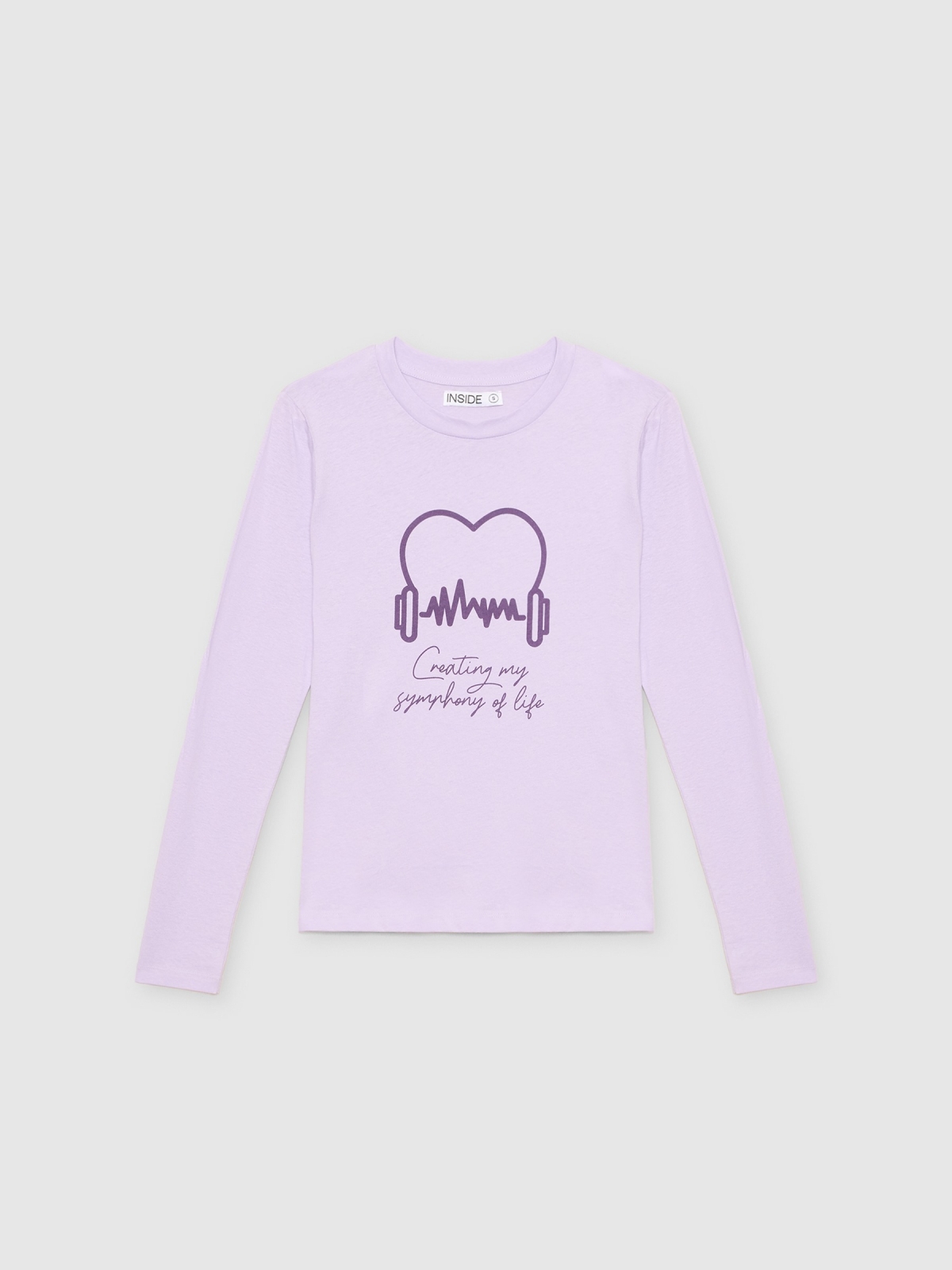 %Pto% T-shirt gráfica preta de manga comprida buganvília vista frontal