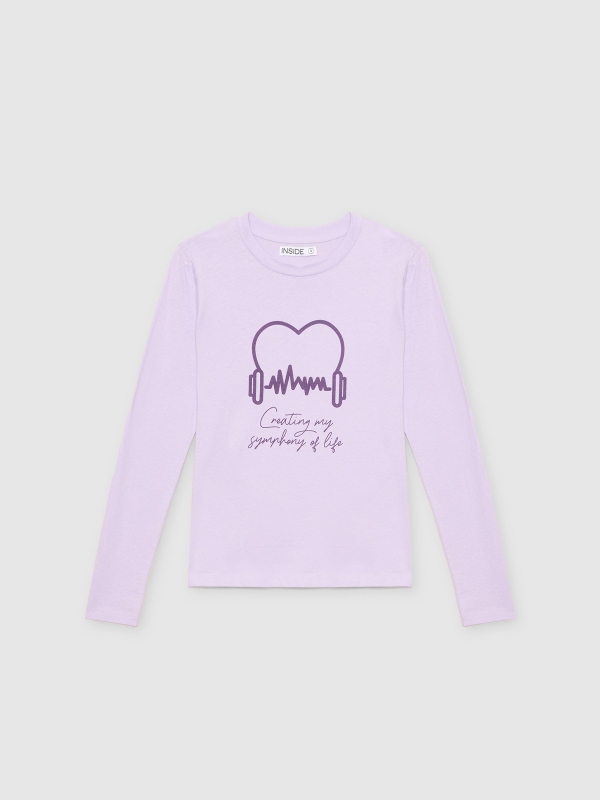  T-shirt gráfica preta de manga comprida buganvília vista frontal