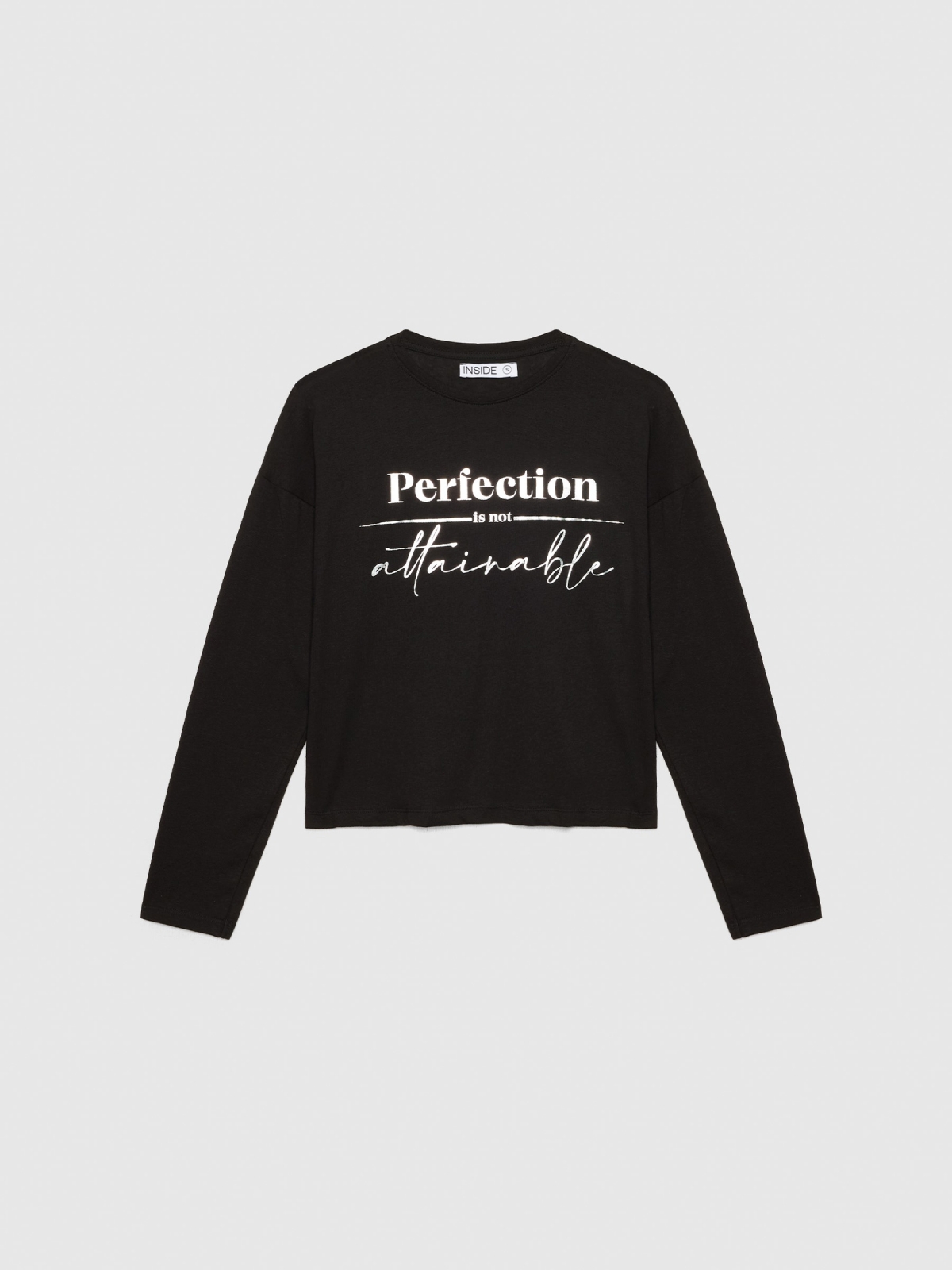  Black long sleeve t-shirt with graphic black front view