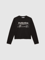 %Pto% Black long sleeve t-shirt with graphic black front view
