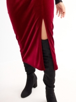 %Pto% Red velvet midi skirt garnet