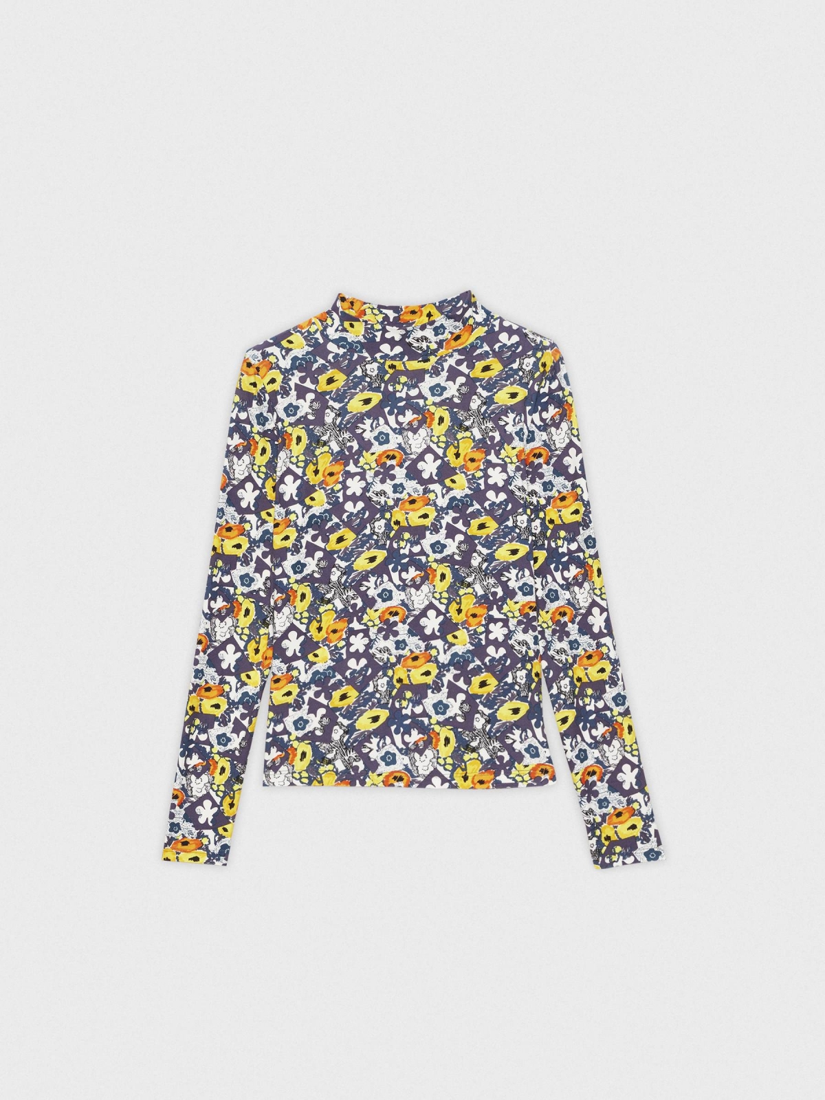 Camiseta slim perkins print floral multicolor vista detalle