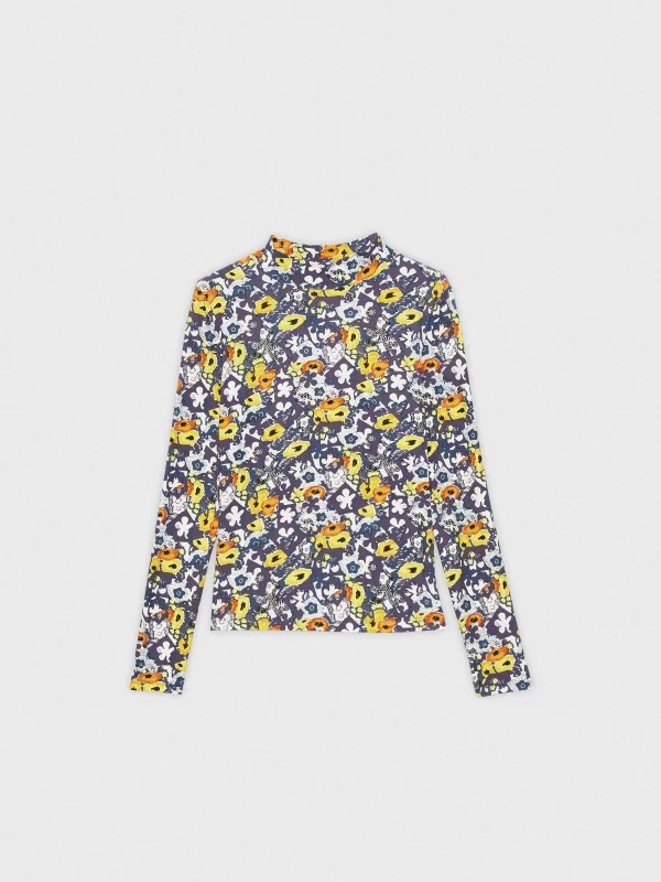 Perkins floral print slim T-shirt multicolor detail view