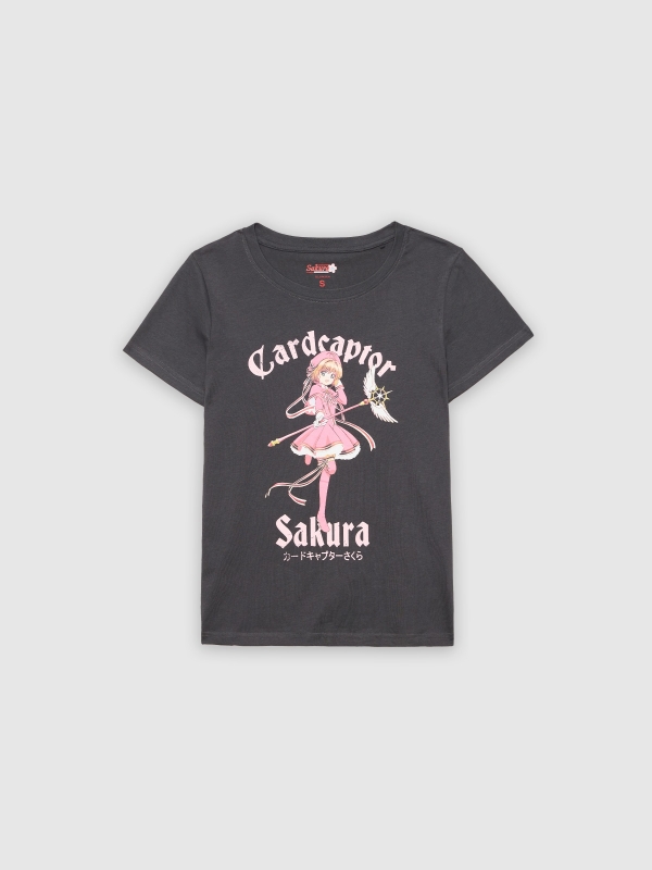  Camiseta Cardcaptor Sakura gris oscuro vista frontal