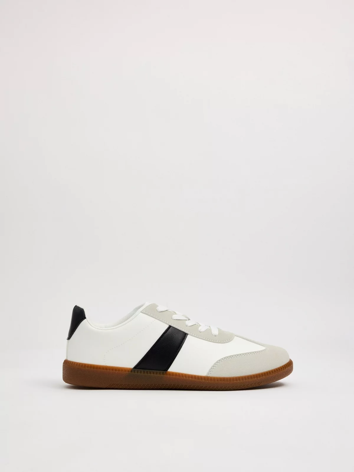 White retro low-top sneakers white profile view