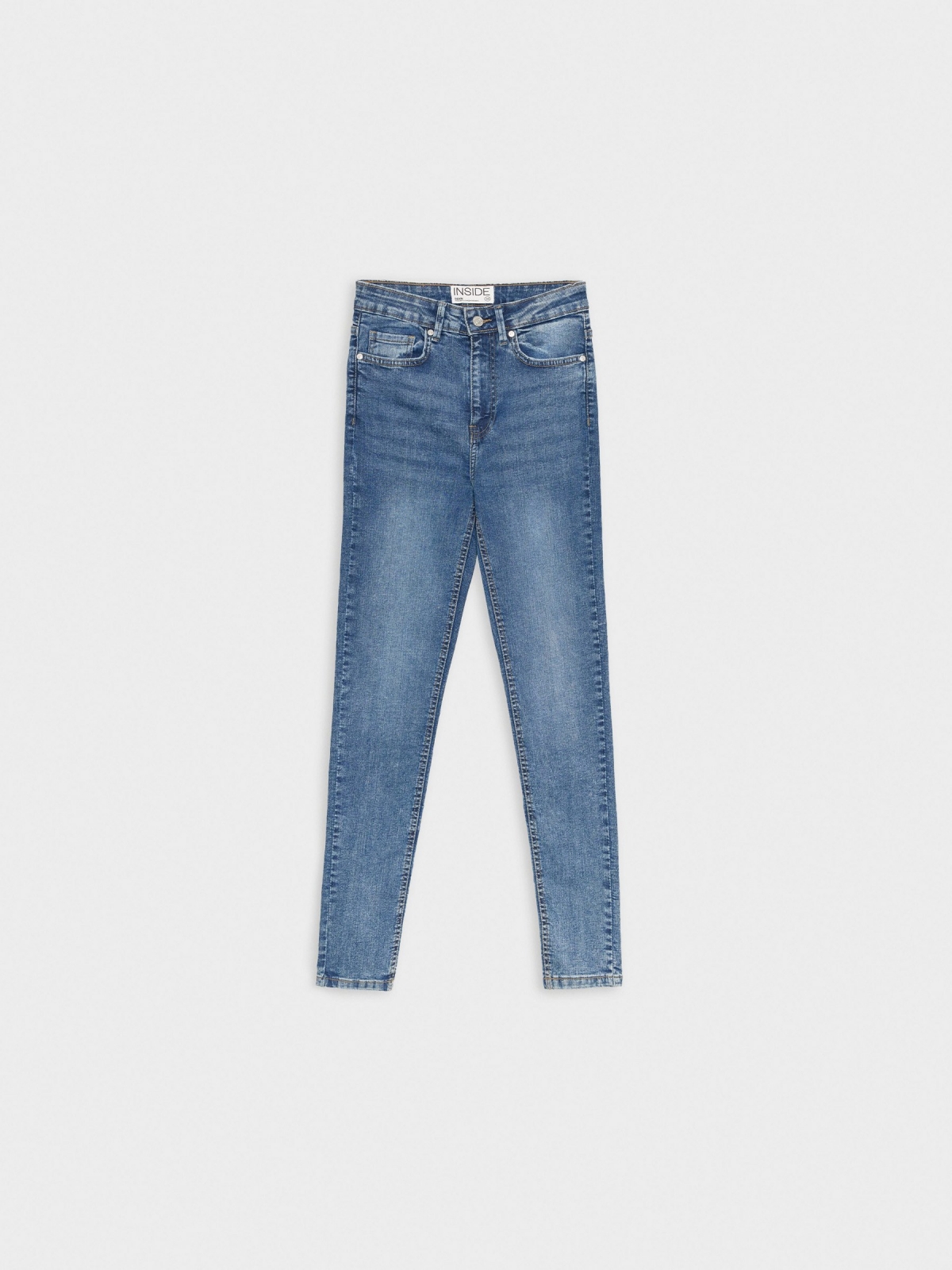 High waist skinny jeans with five pockets steel blue detail view