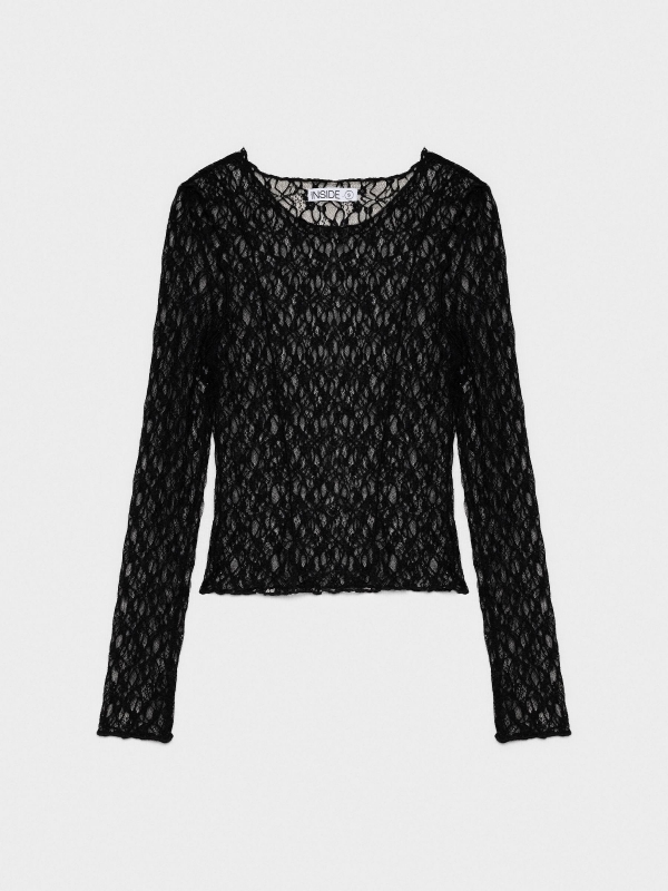  Transparent lace t-shirt black