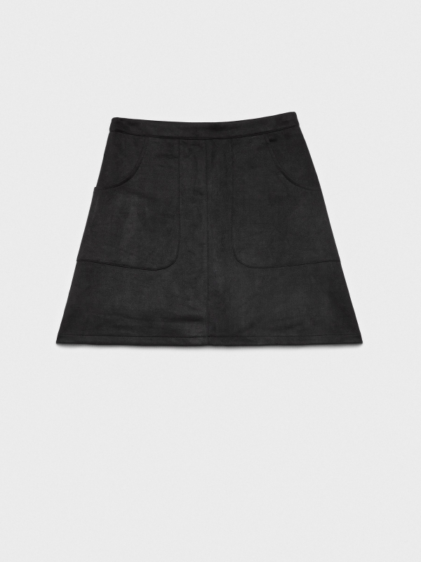  Black suede effect skirt black