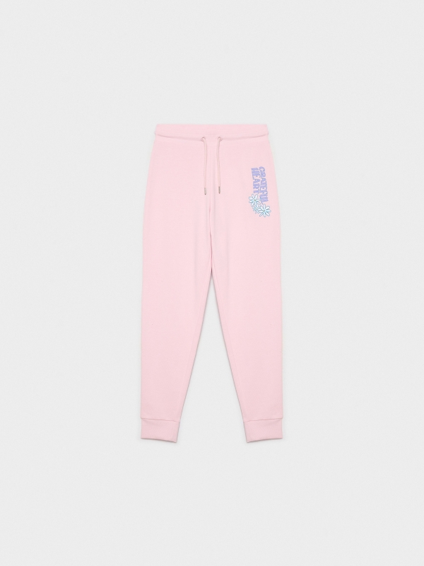 Pink printed jogger pants light pink detail view