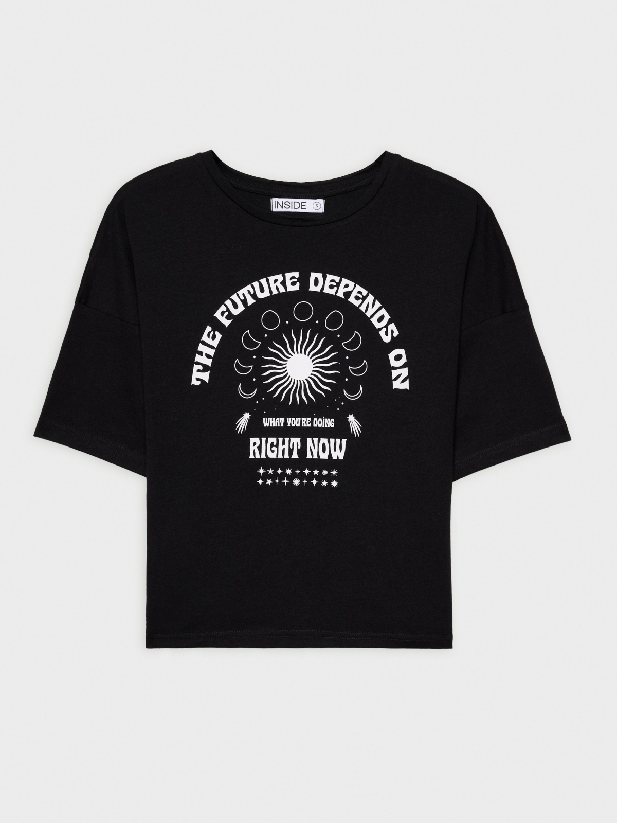  Black printed 3/4 sleeve t-shirt black