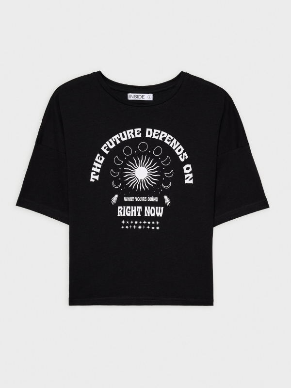  Black printed 3/4 sleeve t-shirt black