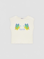 %Pto% Camiseta estampado mariposas blanco roto vista frontal