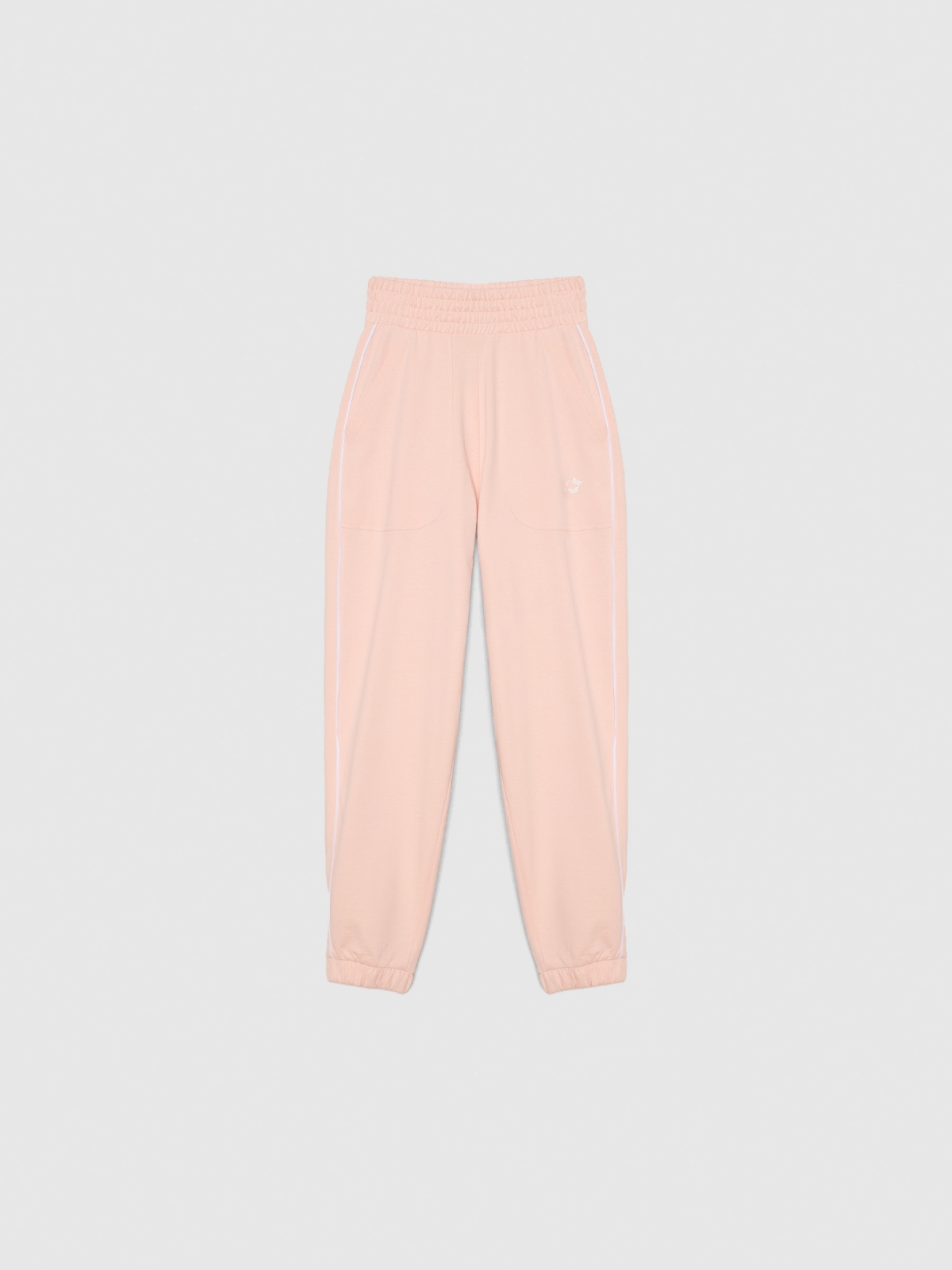 Calças jogger com estampado gráfico rosa claro vista detalhe