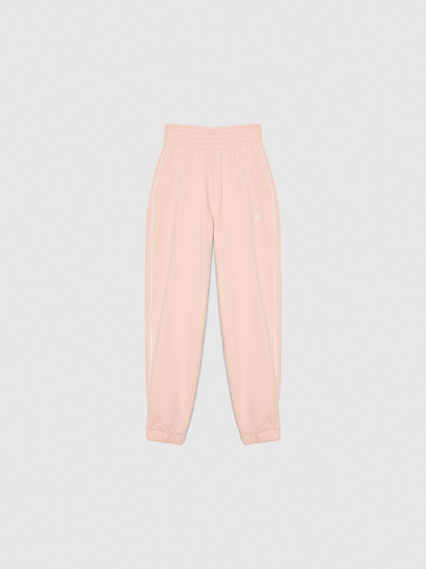 Calças jogger com estampado gráfico rosa claro vista detalhe