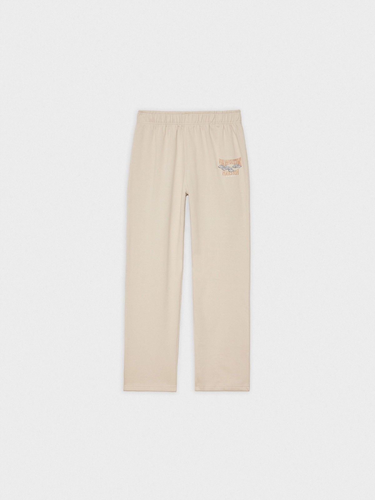 Graphic print jogger pants taupe detail view