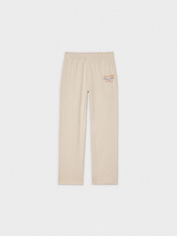 Graphic print jogger pants taupe detail view