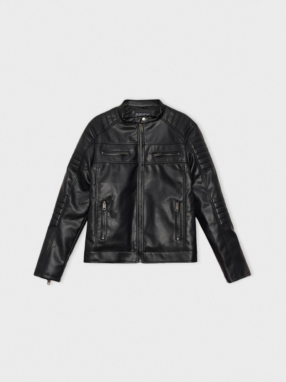 Black leather effect jacket black detail view