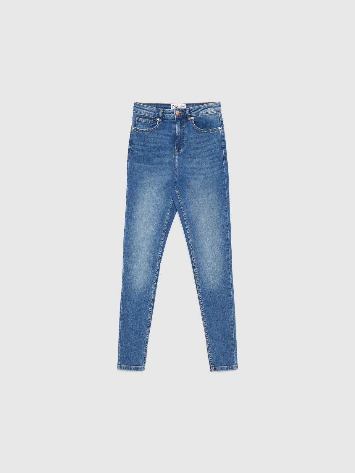  High rise skinny jeans blue front view