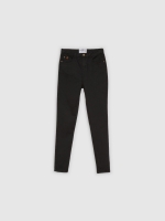 %Pto% Calças skinny de cor lisa preto vista frontal