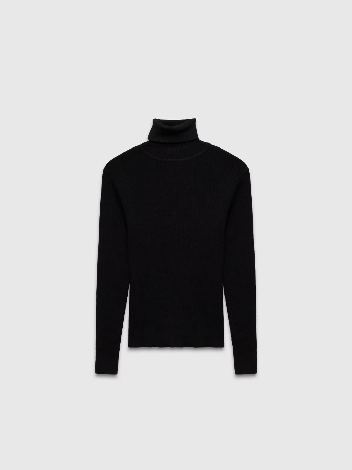  Camisola de gola alta básica preto vista frontal