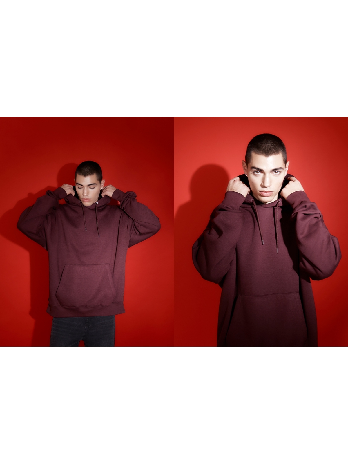  Basic hooded sweatshirt burgundy