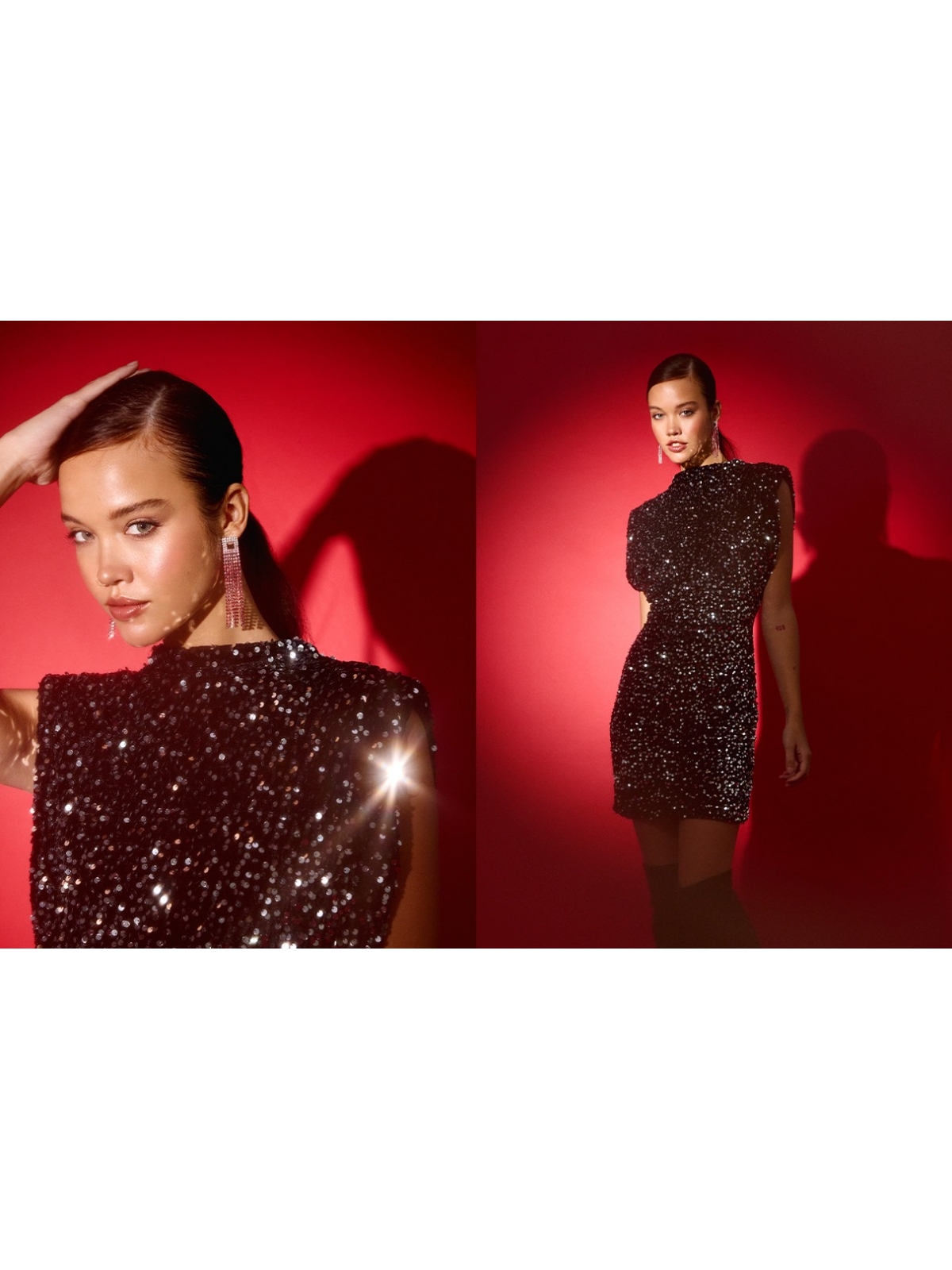 %NewExtra% Vestido mini de lantejoulas preto preto