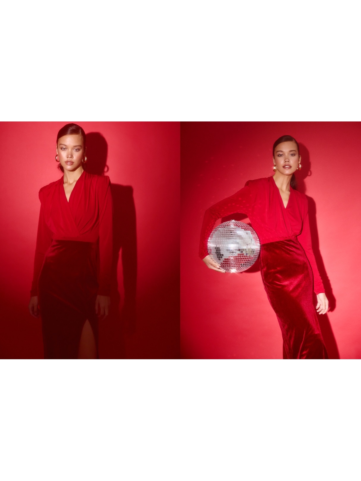 %NewExtra% Red velvet midi skirt garnet