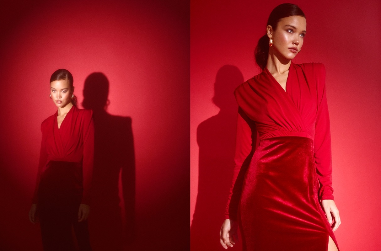 Long sleeve shirt with shoulder pads garnet middle front view