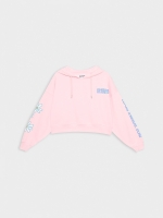 %Pto% Sweatshirt com capuz estampado rosa claro vista frontal