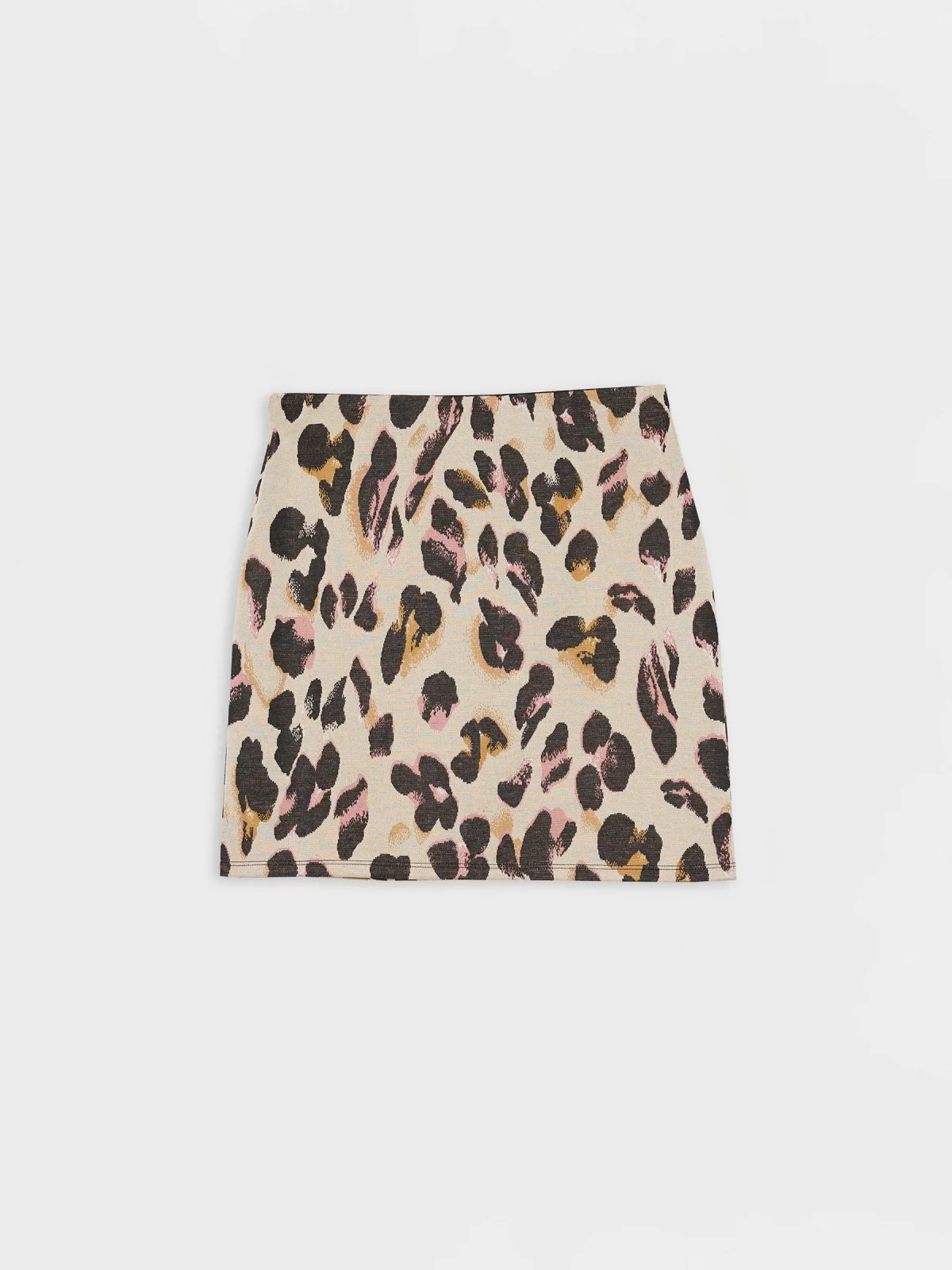  Saia com estampa de leopardo bege vista frontal