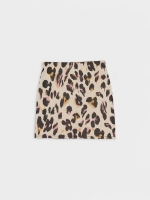 %Pto% Saia com estampa de leopardo bege vista frontal