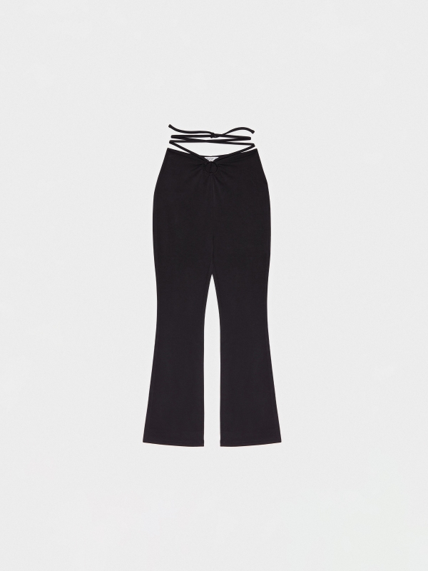  Flared pants with tie waist black front view