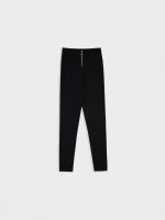 %Pto% Legging cintura alta com zíper preto vista frontal