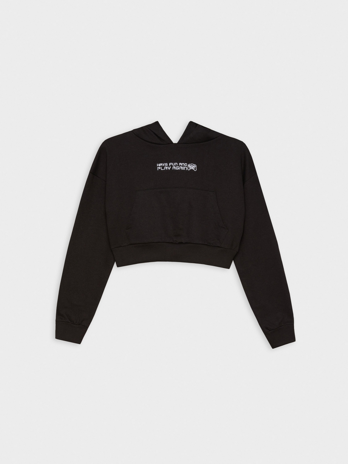  Sweatshirt com capuz preto vista frontal