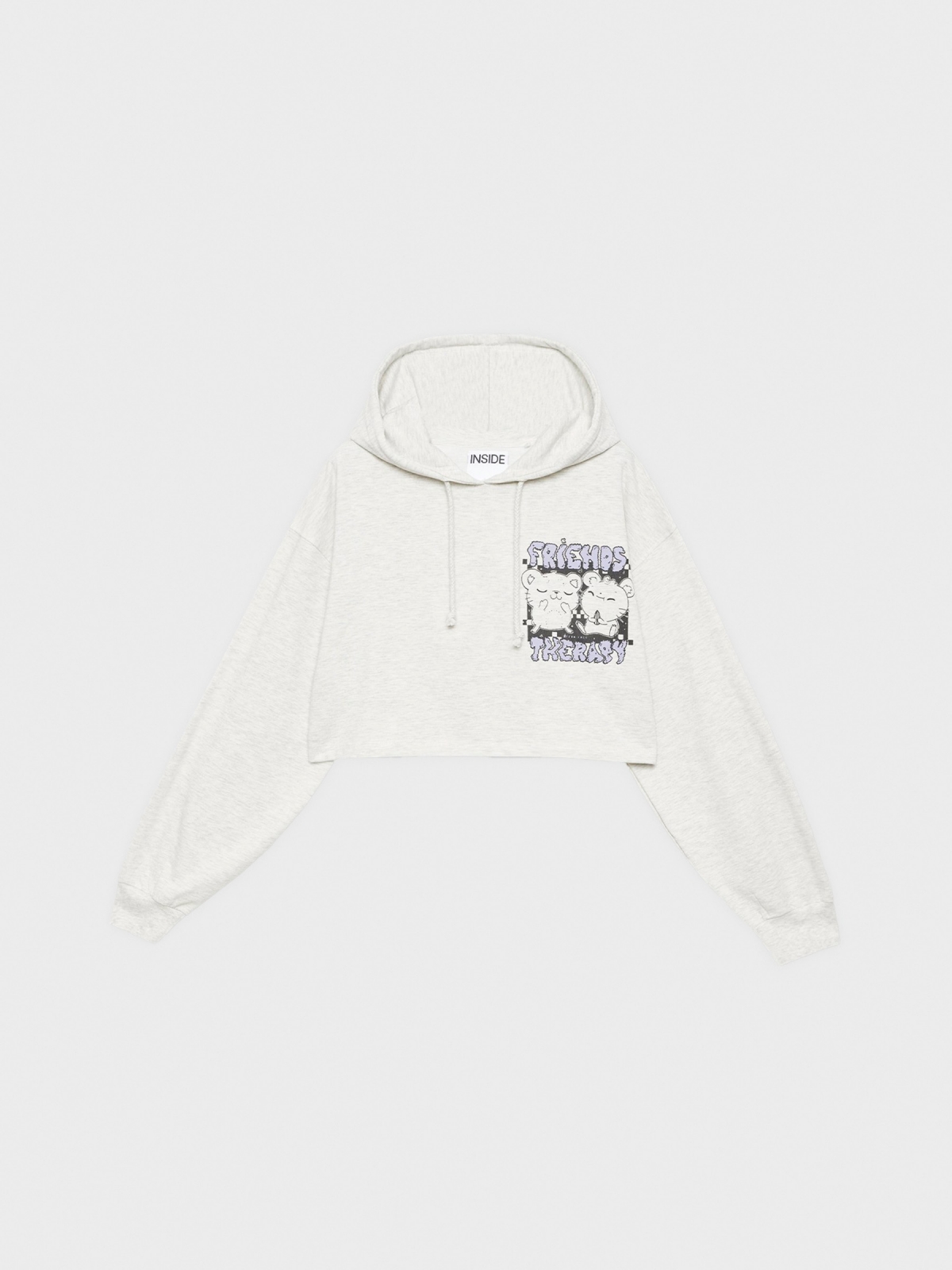  Friends Therapy crop sweatshirt light grey vigore front view