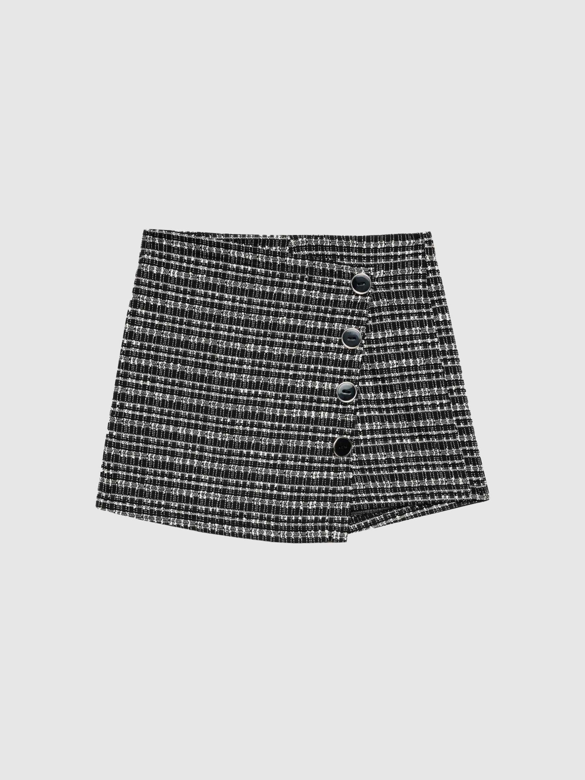  Skort jacquard con botones negro vista frontal