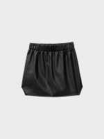 %Pto% Falda efecto piel cintura elástica negro vista frontal