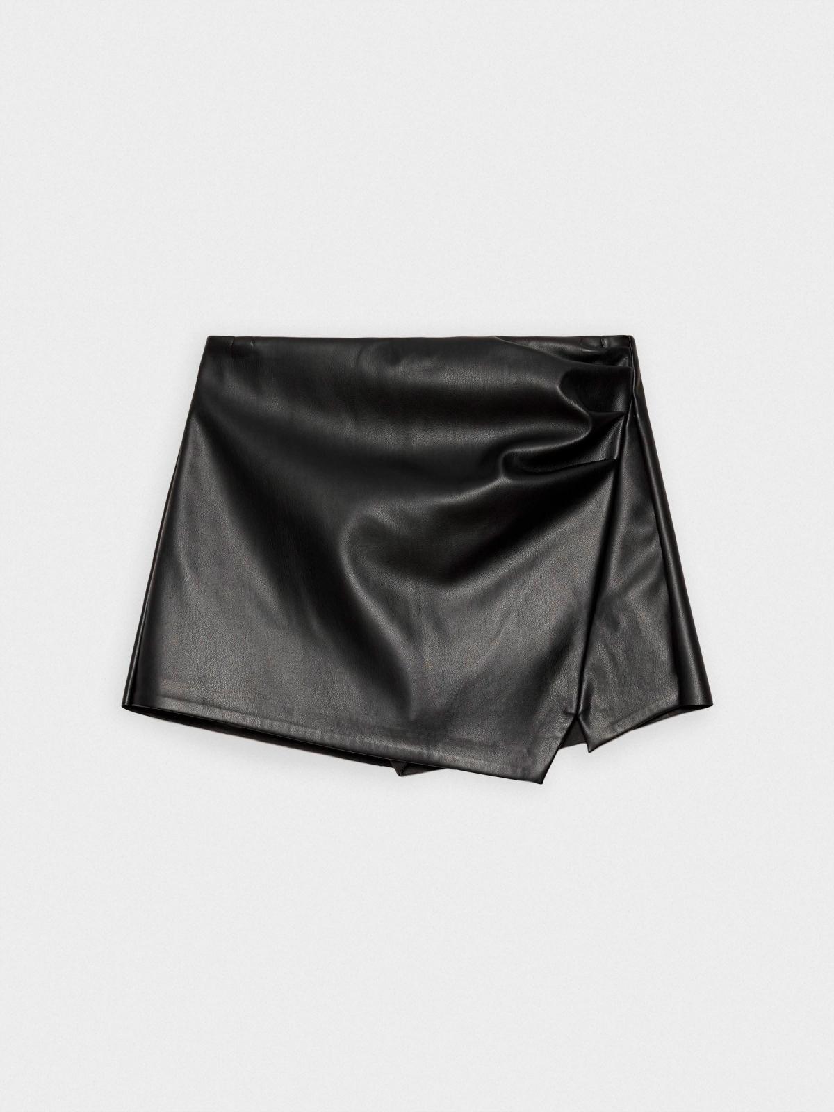  Skort leatherette with gathers black front view