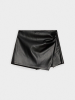 %Pto% Skort em pele envernizada com franzidos preto vista frontal