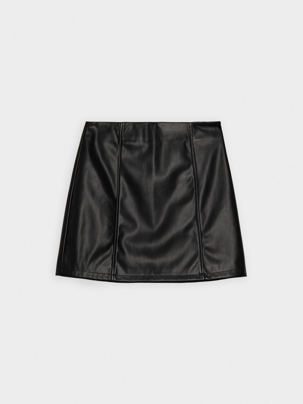  Leather effect mini skirt with boards black front view