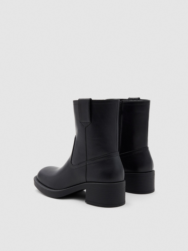 Basic faux leather ankle boots black 45º back view