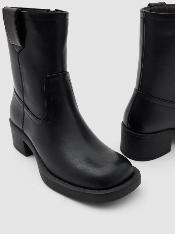 Basic faux leather ankle boots black detail view