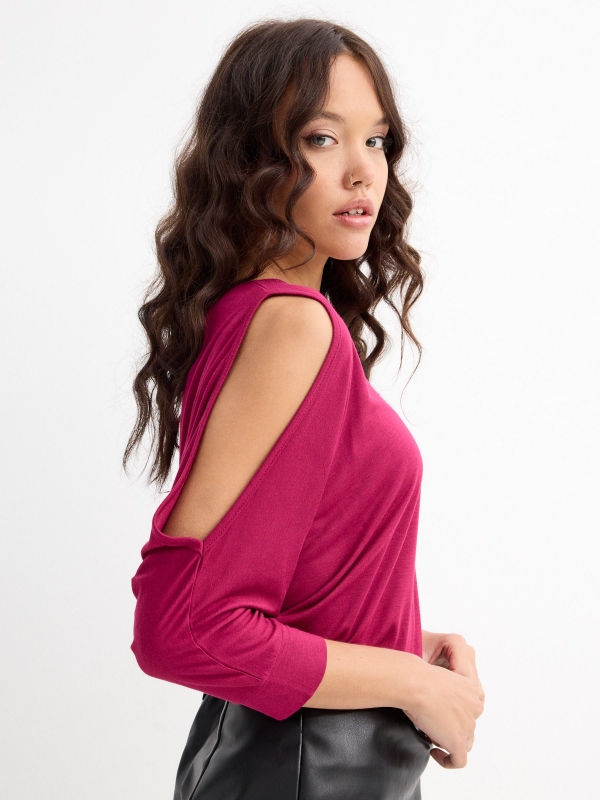  Fluid T-shirt with open sleeves garnet