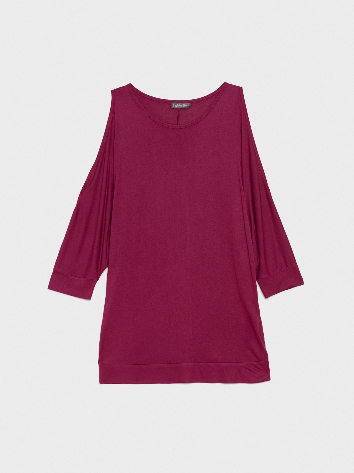 T-shirt fluida com mangas abertas granada vista detalhe