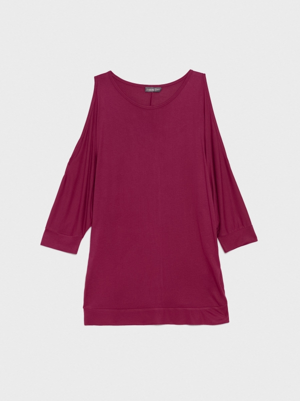 T-shirt fluida com mangas abertas granada vista detalhe