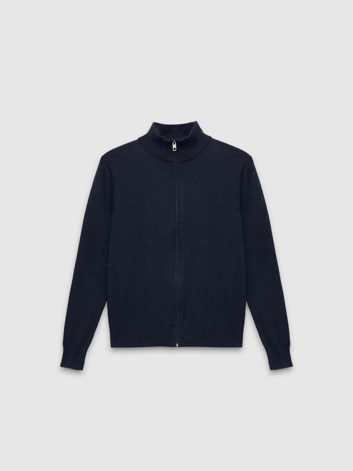  Cardigan turtleneck zip blue navy front view